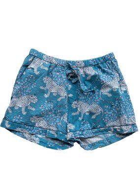 Printfresh Bagheera Shorts Blue White Tiger 100% Cotton Lightweight Retro 50s
